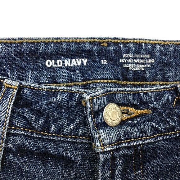 Old Navy Sky High Wide Leg Jeans Stretch size 12 length 31" - Picture 3 of 8